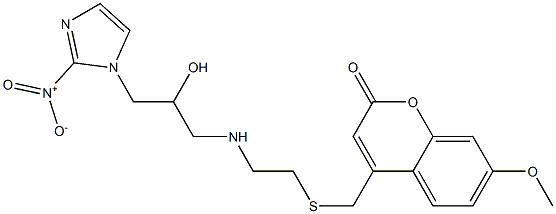 7-Methoxy-4-[2-[2-hydroxy-3-(2-nitro-1H-imidazol-1-yl)propylamino]ethylthiomethyl]-2H-1-benzopyran-2-one 结构式