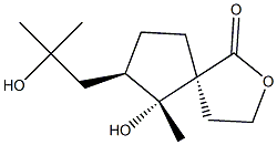 (5S,6R,7R)-6-Hydroxy-6-methyl-7-(2-hydroxy-2-methylpropyl)-2-oxaspiro[4.4]nonan-1-one 结构式