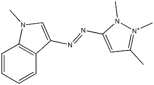 1,2,3-Trimethyl-5-[(1-methyl-1H-indol-3-yl)azo]-1H-pyrazol-2-ium 结构式