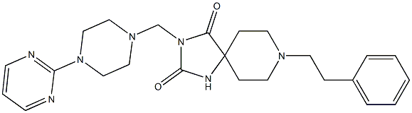 8-Phenethyl-3-[[4-(pyrimidin-2-yl)piperazino]methyl]-1,3,8-triazaspiro[4.5]decane-2,4-dione 结构式