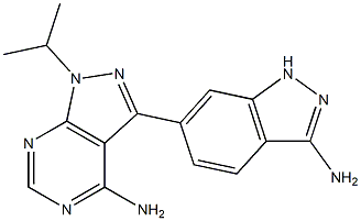 3-(3-Amino-1H-indazol-6-yl)-1-isopropyl-1H-pyrazolo-[3,4-d] pyriimidin-4-amine 结构式