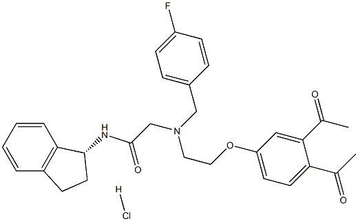 (R)-2-((4-Fluorobenzyl)(2-(3,4-diacetylphenoxy)ethyl)amino)-N-(2,3-dihydro-1H-inden-1-yl)acetamide hydrochloride 结构式