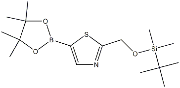 2-(((叔丁基二甲基硅烷基)氧基)甲基)-5-(4,4,5,5-四甲基-1,3,2-二氧硼杂环戊烷-2-基)噻唑 结构式