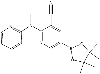 2-((pyridin-2-yl)methylamino)-5-(4,4,5,5-tetramethyl-1,3,2-dioxaborolan-2-yl)pyridine-3-carbonitrile 结构式