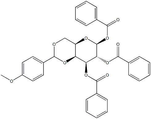 1,2,3-Tri-O-benzoyl-4,6-O-(4-methoxybenzylidene)-b-D-galactopyranose 结构式