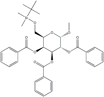 Methyl 2,3,4-tri-O-benzoyl-6-O-tert-butyldimethylsilyl-a-D-galactopyranoside 结构式