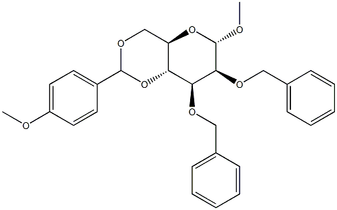 Methyl 2,3-di-O-benzyl-4,6-O-(4-methoxybenzylidene)-a-D-mannopyranoside 结构式