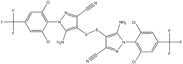 4,4'-二硫双(5-氨基-3-氰基-1-(2,6-二氯-4-三氟甲基苯基)吡唑) 结构式