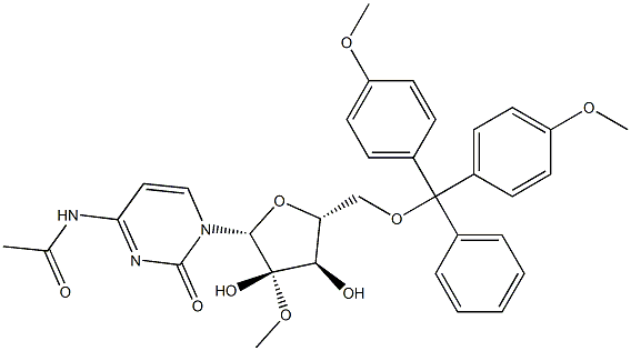 N-乙酰-5'-O-(4,4'-二甲氧基三苯甲基)-2'-甲氧基胞苷 结构式