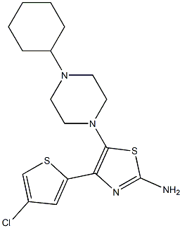 2-氨基-4-(4-氯噻吩-2-基)-5-(4-环己基哌嗪-1-基)噻唑 结构式