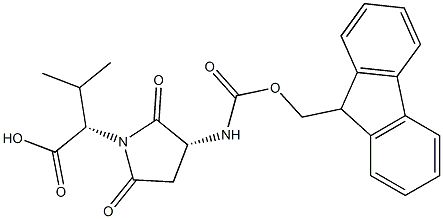 (2S)-2-[(3R)-3-({[(9H-fluoren-9-yl)methoxy]carbonyl}amino)-2,5-dioxopyrrolidin-1-yl]-3-methylbutanoic acid 结构式