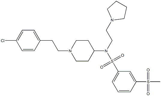 N-(1-[2-(4-CHLOROPHENYL)ETHYL]PIPERIDIN-4-YL)-3-(METHYLSULFONYL)-N-(2-PYRROLIDIN-1-YLETHYL)BENZENESULFONAMIDE 结构式