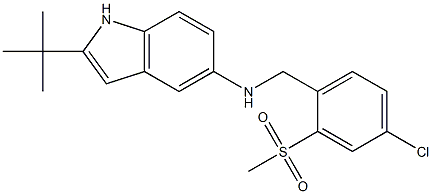 2-TERT-BUTYL-N-[4-CHLORO-2-(METHYLSULFONYL)BENZYL]-1H-INDOL-5-AMINE 结构式