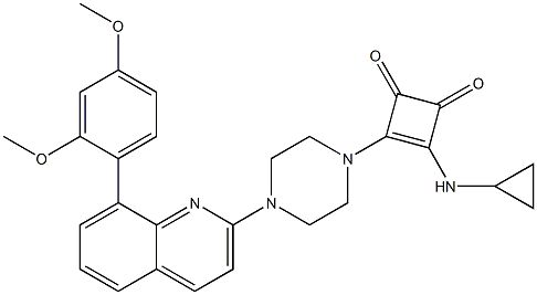3-(CYCLOPROPYLAMINO)-4-(4-[8-(2,4-DIMETHOXYPHENYL)QUINOLIN-2-YL]PIPERAZIN-1-YL)CYCLOBUT-3-ENE-1,2-DIONE 结构式