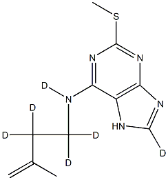 2-Methylthio-N6-Isopentenyladenine-D6 结构式