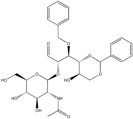 2-O-(2-Acetamido-2-deoxy-b-D-glucopyranosyl)-3-O-benzyl-4,6-O-benzylidene-D-mannose 结构式