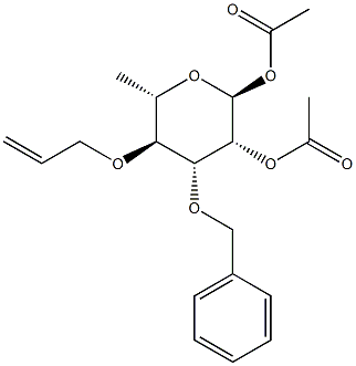 1,2-Di-O-acetyl-4-O-allyl-3-O-benzyl-a-L-rhamnpyranose 结构式