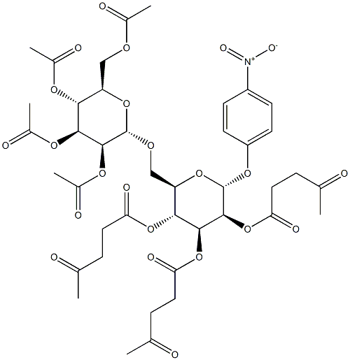 4-Nitrophenyl6-O-(2,3,4,6-tetra-O-acetyl-a-D-mannopyranosyl)-2,3,4-tri-O-levulinoyl-a-D-mannopyranoside 结构式