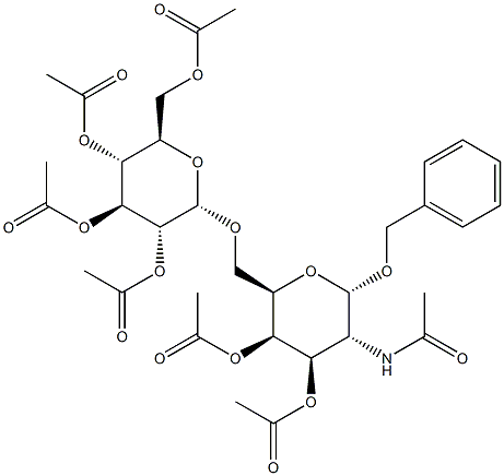 2-乙酰氨基-3,4-二-O-乙酰基-6-O-(2,3,4,6-四-O-乙酰基-Α-D-吡喃葡萄糖基)-2-脱氧-Α-D-吡喃半乳糖苷 结构式