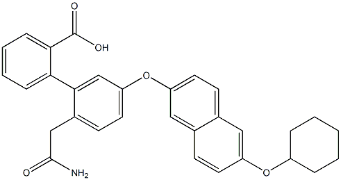 2-(4-(6-cyclohexyloxy-2-naphthyloxy)phenylacetamide)benzoic acid 结构式