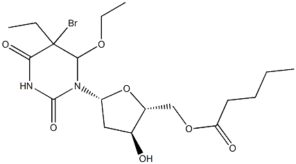 5-bromo-5-ethyl-6-ethoxy-5,6-dihydro-5'-O-valeryl-2'-deoxyuridine 结构式