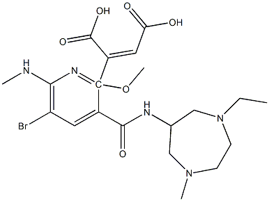 5-bromo-N-(1-ethyl-4-methylhexahydro-1H-1,4-diazepin-6-yl)-2-methoxy-6-methylamino-3-pyridinecarboxamide 2-fumarate 结构式