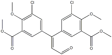 methyl 3-chloro-5-[1-(3-chloro-4-methoxy-5-methoxycarbonyl-phenyl)-3-oxo-prop-1-enyl]-2-methoxy-benzoate 结构式