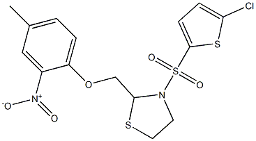 3-[(5-chloro-2-thienyl)sulfonyl]-2-[(4-methyl-2-nitrophenoxy)methyl]-1,3-thiazolane 结构式