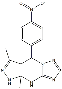 3,9a-dimethyl-4-(4-nitrophenyl)-3a,4,9,9a-tetrahydro-1H-pyrazolo[3,4-d][1,2,4]triazolo[1,5-a]pyrimidine 结构式
