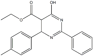 ethyl 6-hydroxy-4-(4-methylphenyl)-2-phenyl-4,5-dihydro-5-pyrimidinecarboxylate 结构式