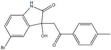 5-bromo-3-hydroxy-3-[2-(4-methylphenyl)-2-oxoethyl]indolin-2-one 结构式