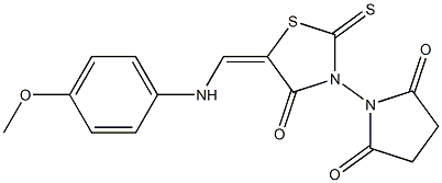 1-{5-[(4-methoxyanilino)methylene]-4-oxo-2-thioxo-1,3-thiazolan-3-yl}dihydro-1H-pyrrole-2,5-dione 结构式