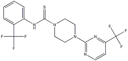 N1-[2-(trifluoromethyl)phenyl]-4-[4-(trifluoromethyl)pyrimidin-2-yl]piperazine-1-carbothioamide 结构式