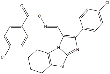 3-({[(4-chlorobenzoyl)oxy]imino}methyl)-2-(4-chlorophenyl)-5,6,7,8-tetrahydroimidazo[2,1-b][1,3]benzothiazole 结构式