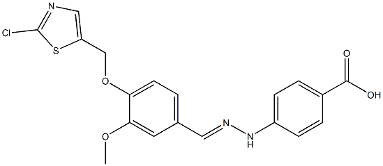 4-[2-((E)-{4-[(2-chloro-1,3-thiazol-5-yl)methoxy]-3-methoxyphenyl}methylidene)hydrazino]benzenecarboxylic acid 结构式