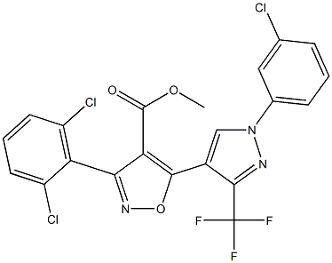 methyl 5-[1-(3-chlorophenyl)-3-(trifluoromethyl)-1H-pyrazol-4-yl]-3-(2,6-dichlorophenyl)-4-isoxazolecarboxylate 结构式