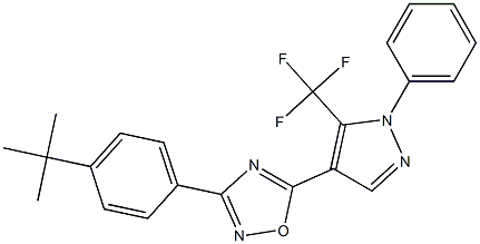 3-[4-(tert-butyl)phenyl]-5-[1-phenyl-5-(trifluoromethyl)-1H-pyrazol-4-yl]-1,2,4-oxadiazole 结构式
