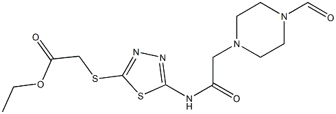 ethyl 2-[(5-{[2-(4-formylpiperazino)acetyl]amino}-1,3,4-thiadiazol-2-yl)sulfanyl]acetate 结构式