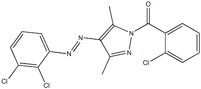 (2-chlorophenyl){4-[2-(2,3-dichlorophenyl)diaz-1-enyl]-3,5-dimethyl-1H-pyrazol-1-yl}methanone 结构式
