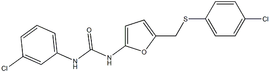 N-(3-chlorophenyl)-N'-(5-{[(4-chlorophenyl)thio]methyl}-2-furyl)urea 结构式