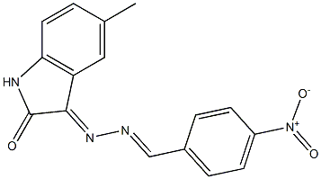 5-methyl-3-[2-(4-nitrobenzylidene)hydrazono]indolin-2-one 结构式