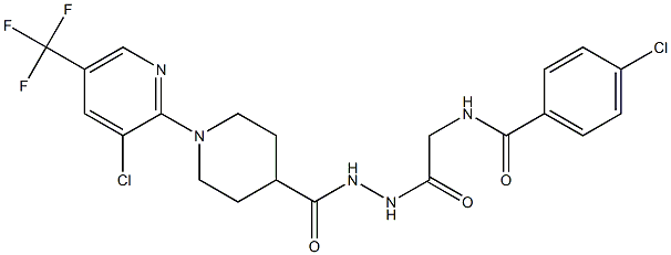 4-chloro-N-{2-[2-({1-[3-chloro-5-(trifluoromethyl)-2-pyridinyl]-4-piperidinyl}carbonyl)hydrazino]-2-oxoethyl}benzenecarboxamide 结构式