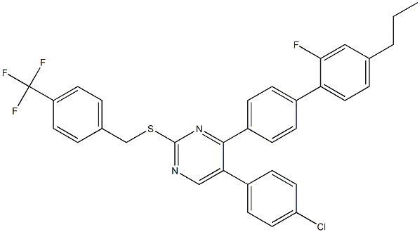 5-(4-chlorophenyl)-4-(2'-fluoro-4'-propyl[1,1'-biphenyl]-4-yl)-2-{[4-(trifluoromethyl)benzyl]sulfanyl}pyrimidine 结构式