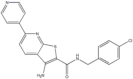 3-amino-N-(4-chlorobenzyl)-6-(4-pyridinyl)thieno[2,3-b]pyridine-2-carboxamide 结构式