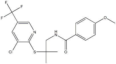 N-(2-{[3-chloro-5-(trifluoromethyl)-2-pyridinyl]sulfanyl}-2-methylpropyl)-4-methoxybenzenecarboxamide 结构式