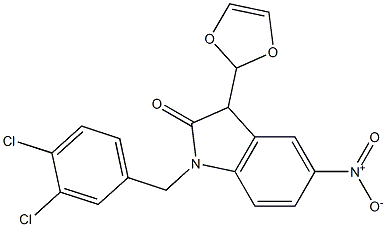 3-(1',3'-dioxolynyl)-1-(3,4-dichlorobenzyl)-5-nitro-1,3-dihydro-2H-indol-2-one 结构式