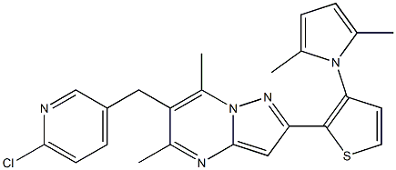 6-[(6-chloro-3-pyridinyl)methyl]-2-[3-(2,5-dimethyl-1H-pyrrol-1-yl)-2-thienyl]-5,7-dimethylpyrazolo[1,5-a]pyrimidine 结构式