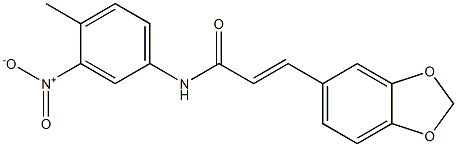 N1-(4-methyl-3-nitrophenyl)-3-(1,3-benzodioxol-5-yl)acrylamide 结构式