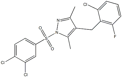 4-(2-chloro-6-fluorobenzyl)-1-[(3,4-dichlorophenyl)sulfonyl]-3,5-dimethyl-1H-pyrazole 结构式