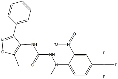 N1-(5-methyl-3-phenylisoxazol-4-yl)-2-methyl-2-[2-nitro-4-(trifluoromethyl)phenyl]hydrazine-1-carboxamide 结构式